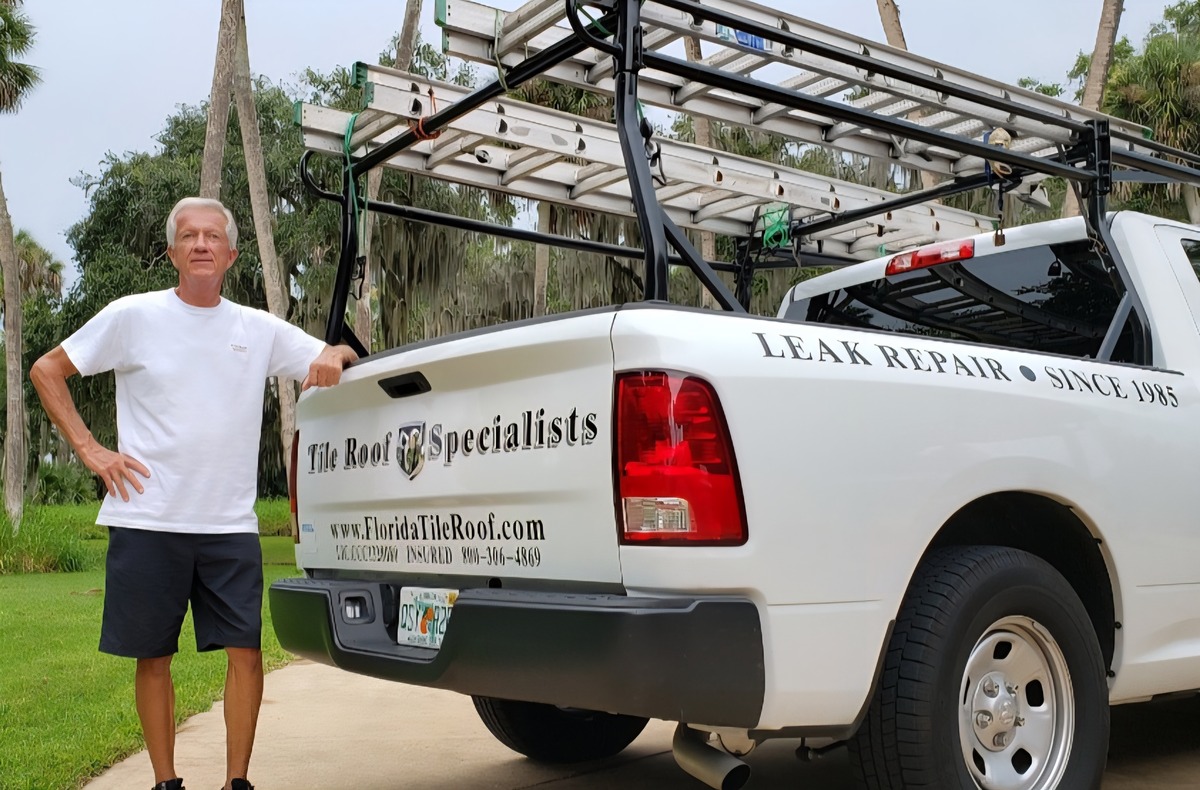 Marshall Hoerl — Tile Roof Specialists truck — Leak Repair Since 1985