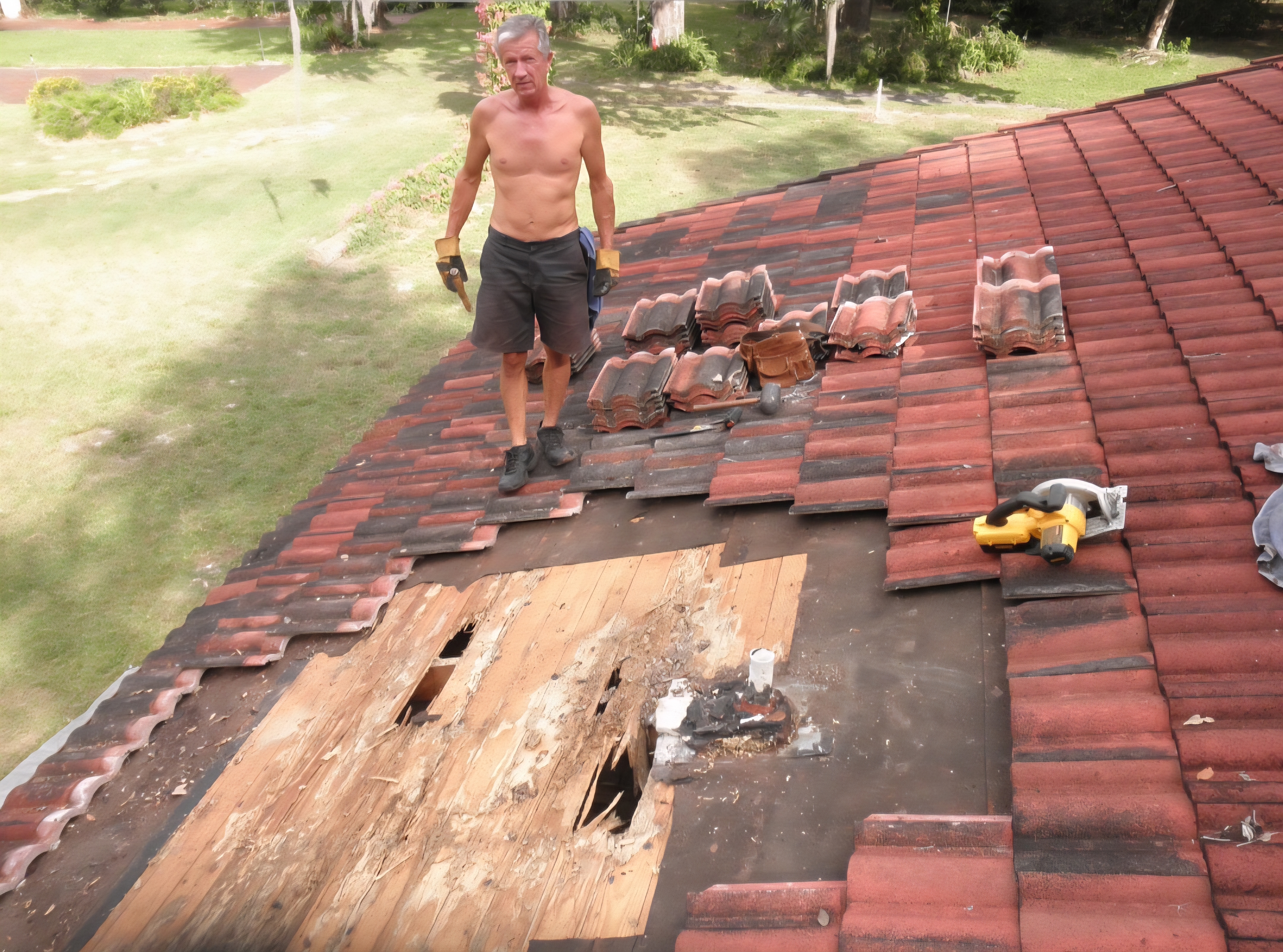 Tile roof repair — Steve and Marshall