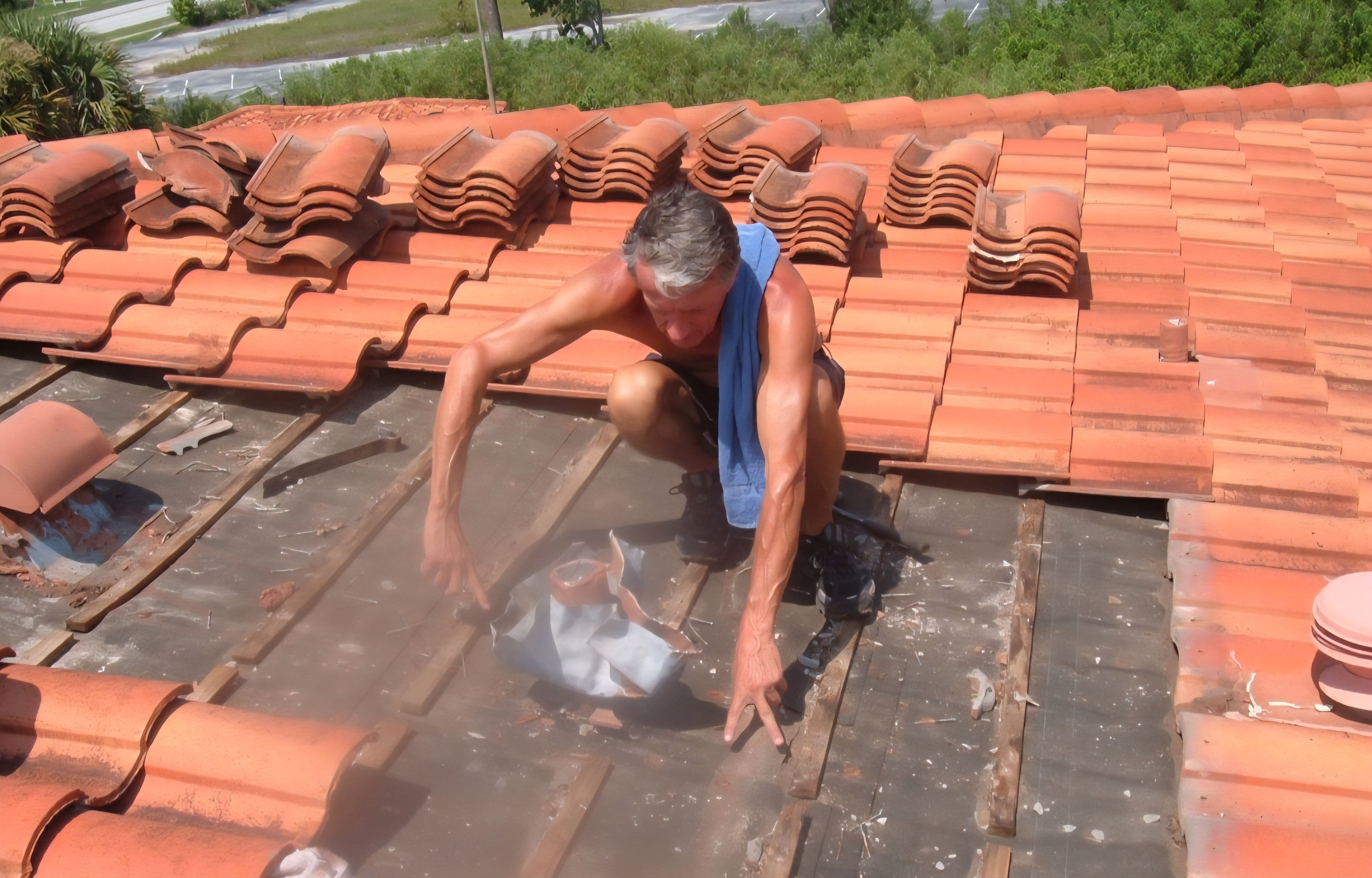 Tile roof repair — Steve and Marshall